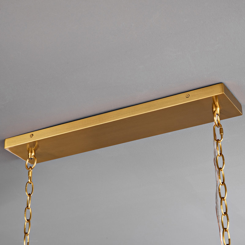 Grand lustre îlot de cuisine à 5 niveaux en verre ambré 53,7 po Kancler, Or / ambre, 11.3" H x 53.7" W x 20.8" D