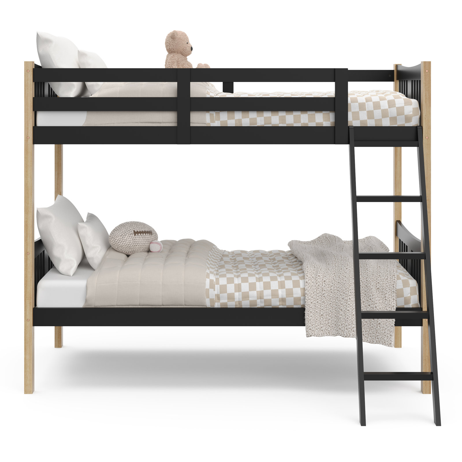 Caribou Storkcraft Solid Hardwood Twin-over-Twin Bunk Bed, Black/Natural