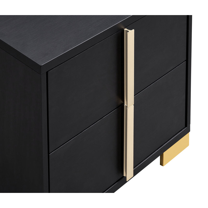 Marceline 2-Drawer Nightstand White, Black