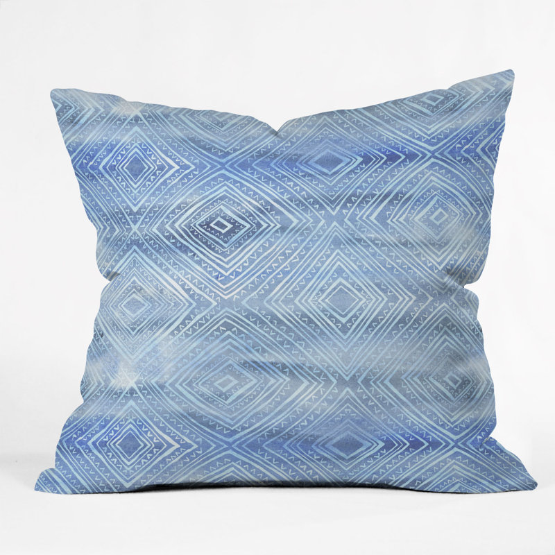Coussin décoratif intérieur/extérieur losanges schatzi brown, 18 po x 18 po, Bleu marine