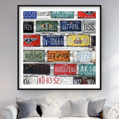 Number Plates - Man Cave Typo & Symbols Framed Print Decor