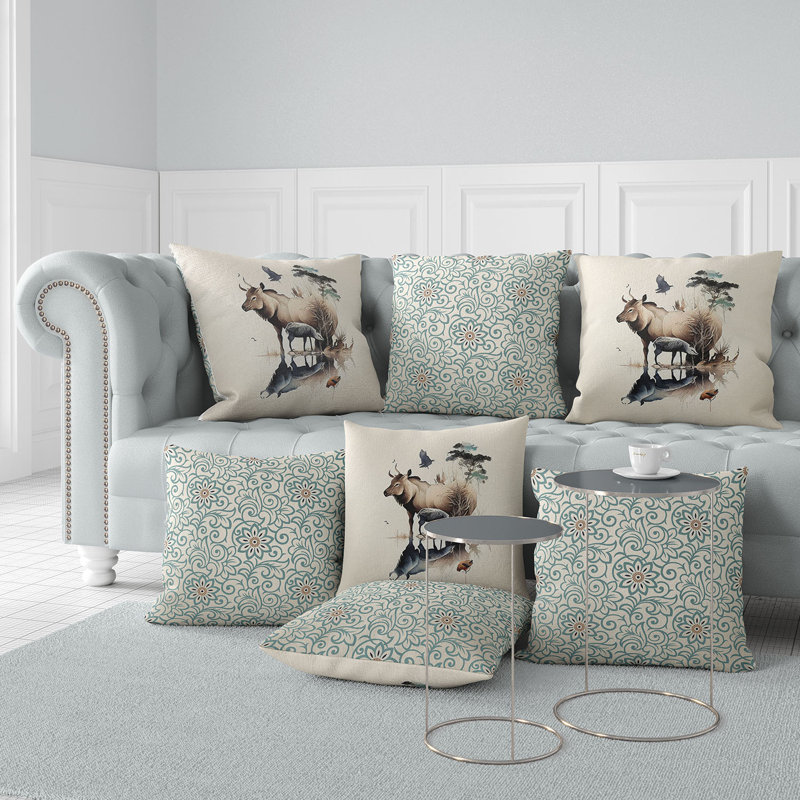 Coussin décoratif intérieur / extérieur Reflection of Deer, 20 po x 20 po