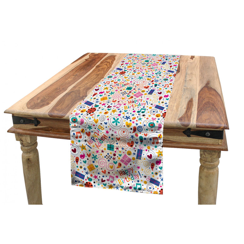 Geometric Birthday Table Runner, 90" x 16"