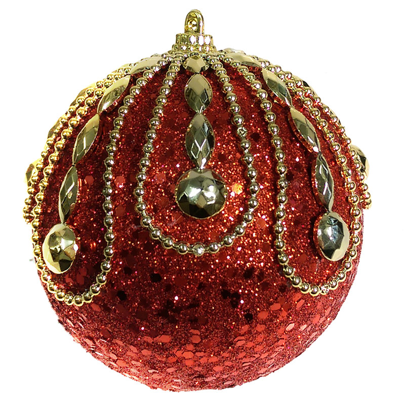 Ornement boule en mousse, Rouge/doré