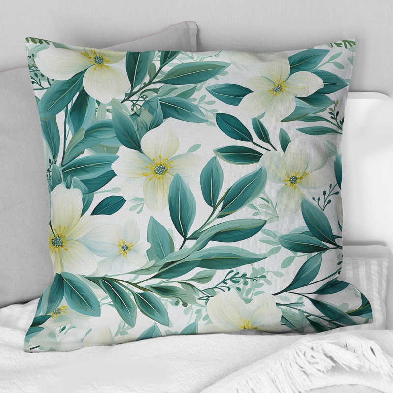 Coussin décoratif en polyester Oceanic Foliage, H 18 po x l 18 po
