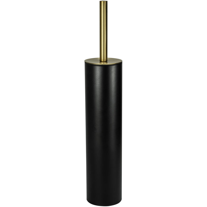 Porte-gobelet mince et mince, doublure amovible en plastique et grande brosse de toilette, noir mat et or, Noir mat / Or