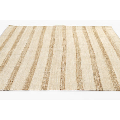 Aadison Ivory Hand-Woven Striped Jute Rug
