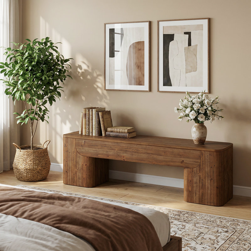 Meuble télé en bois massif pour téléviseur 55/60/65/75 pouces, console média rustique 59 po