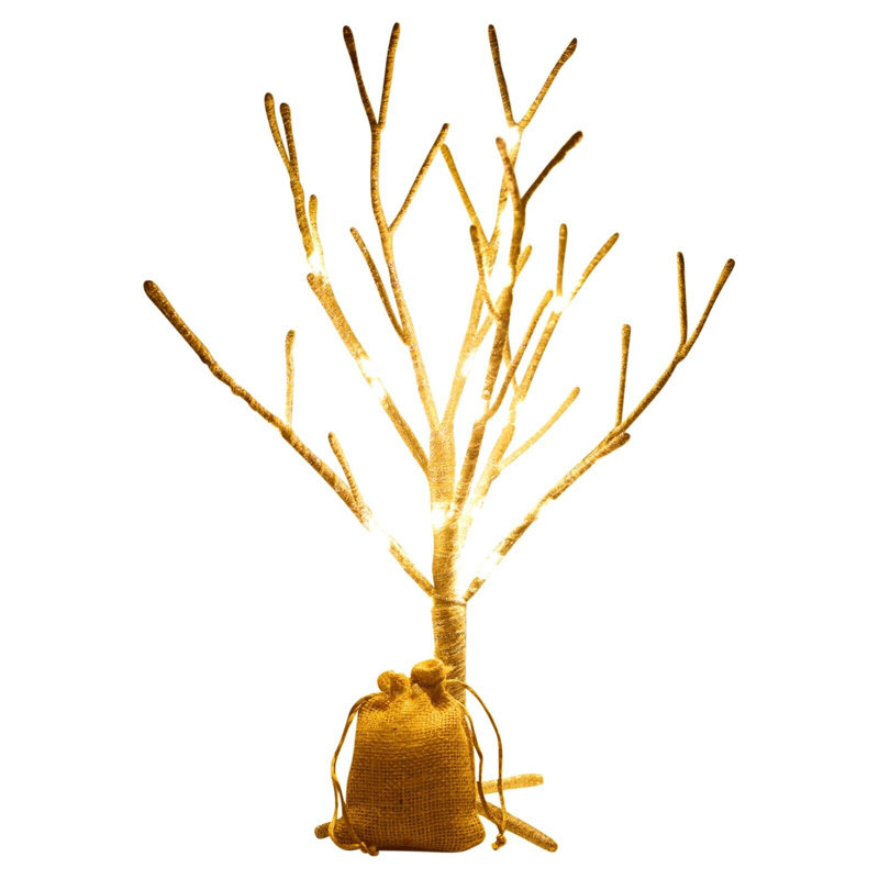 Indoor / Outdoor Lighted Christmas Tree, 50cm H x 40cm W x 40cm D, Gold