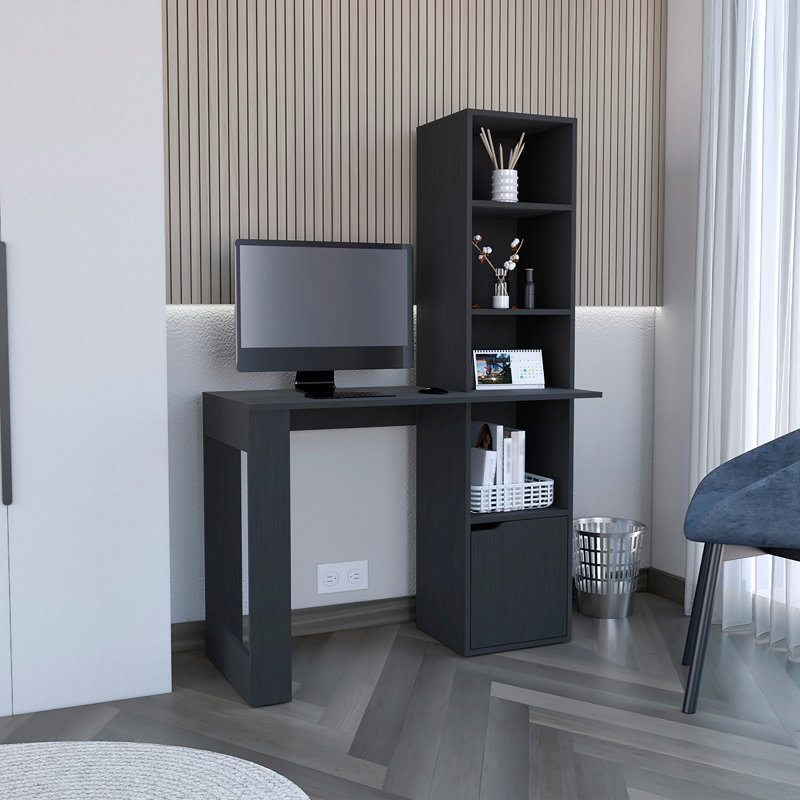 Bureau Aragon avec bibliothèque à quatre niveaux et armoire inférieure