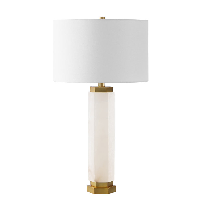White Alabaster and Gold 29-Inch Table Lamp