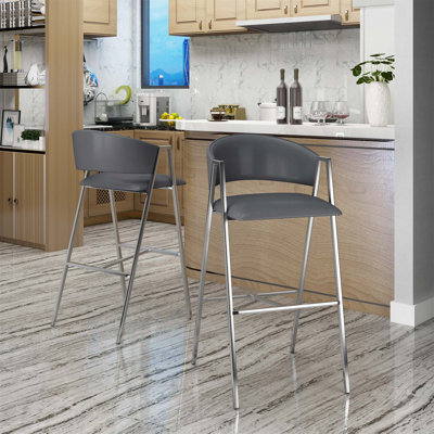BAR CHAIR MP2(set of 2)  28" Bar Stool features  chrome finish A-shaped frame
