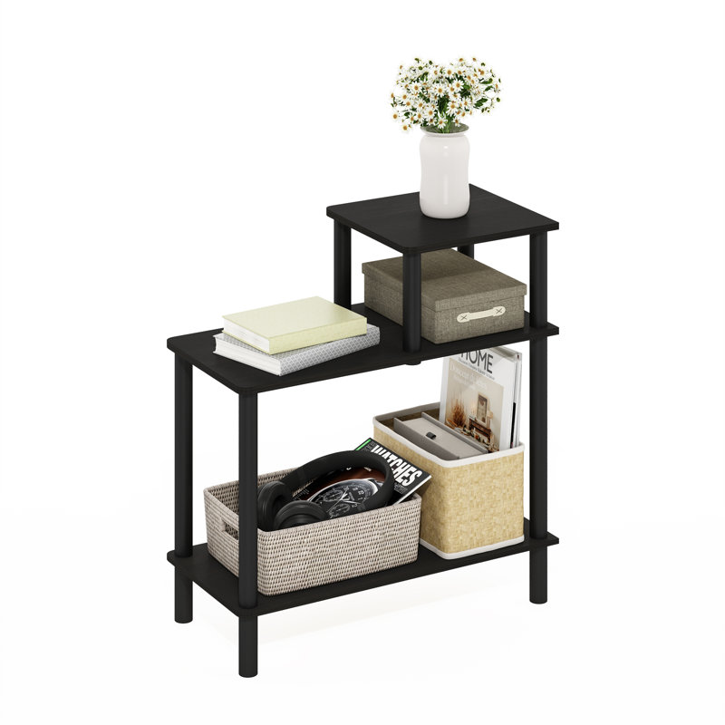 Creekside 3-Tier Rectangular Sofa Side Table, End Table with Open Shelves, Espresso/Black