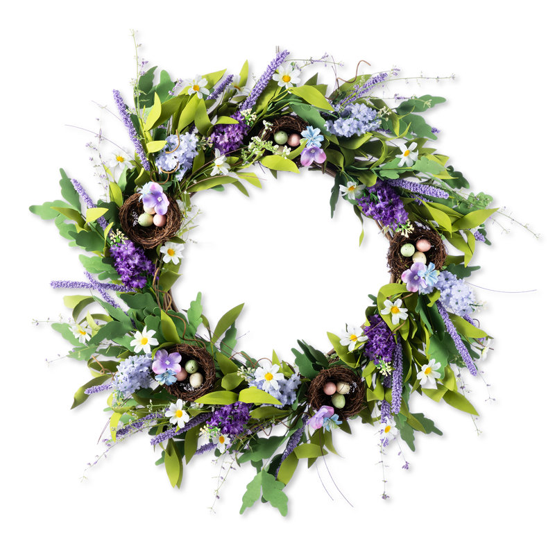 24"D Spring Lavender & Bird Nest Wreath