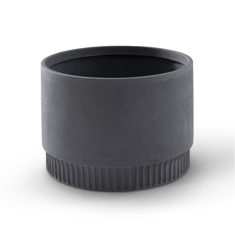 Harvest Medium Resin Pot Planter, Dark Gray, 10" H x 13" W x 13" D