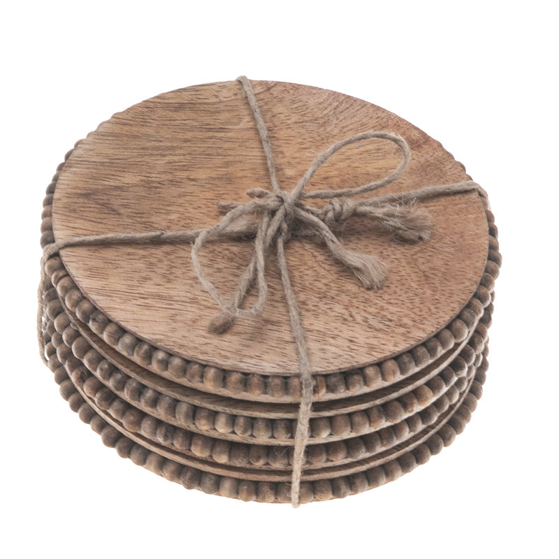 Ensemble de 4 sous-verres ronds perlés naturels