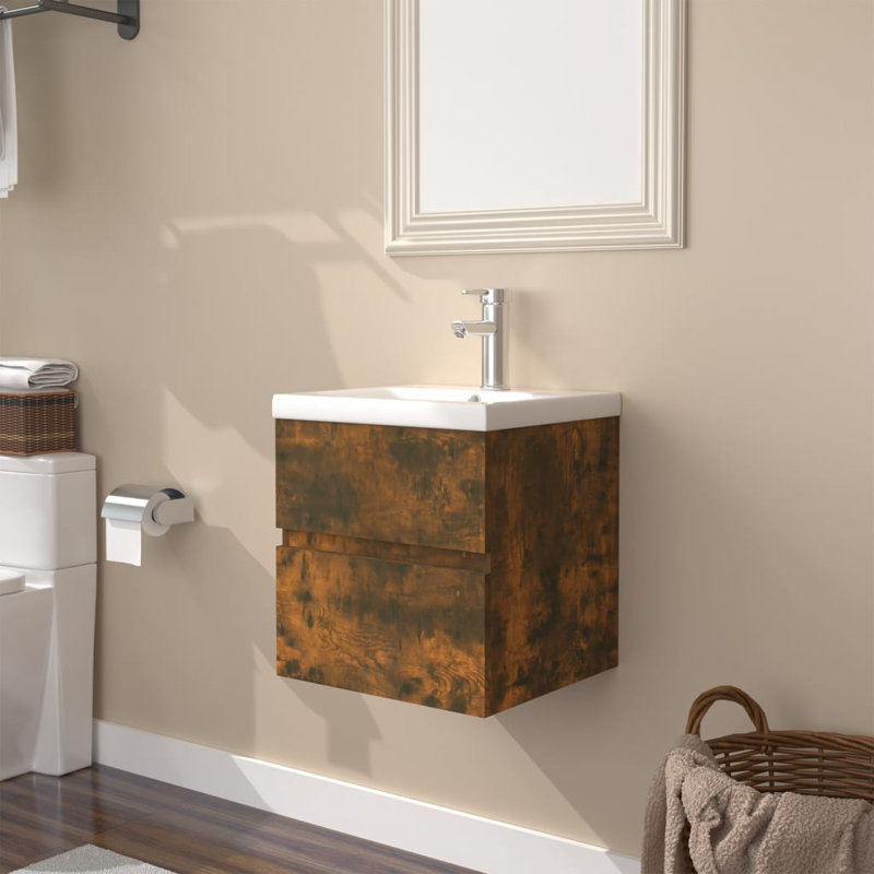 Laranjeira Single Bathroom Vanity with Basin, Smoked Oak