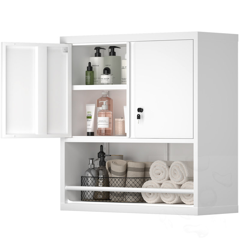 Metal Adjustable 2 Doors Metal Storage Cabinet With Adjustable Shelves, White