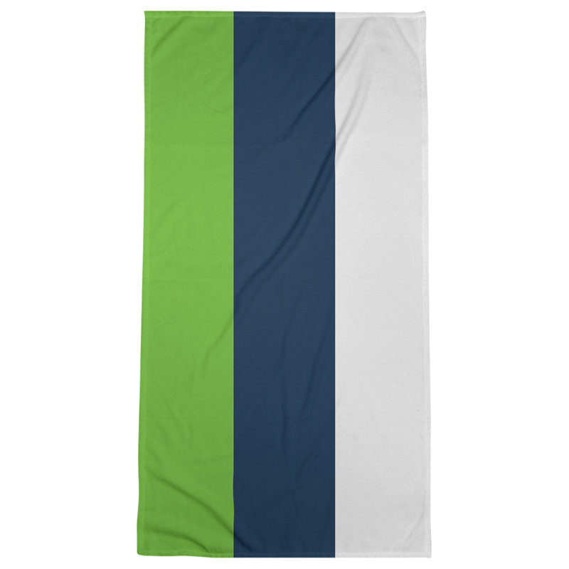 Bath Towel, Green/Prussian Blue/Off White