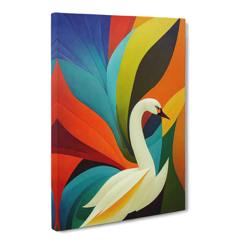 Swan Patchwork - Wrapped Canvas, 50cm H x 35cm W x 3cm D