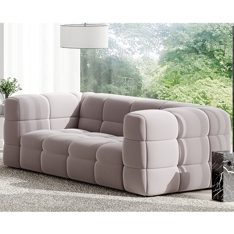 Rappoli 2 Seater Polyester Loveseat, Taupe, 2