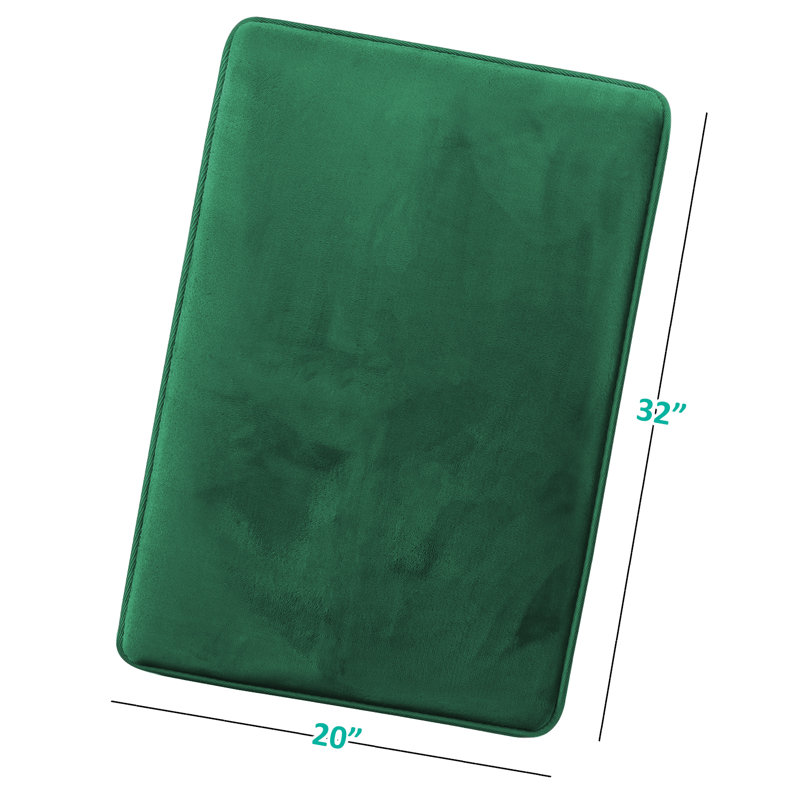 Tapis de bain en mousse viscoélastique ultra-doux avec envers antidérapant en PVC, Grand: L 32 po x l 20 po, Vert forêt