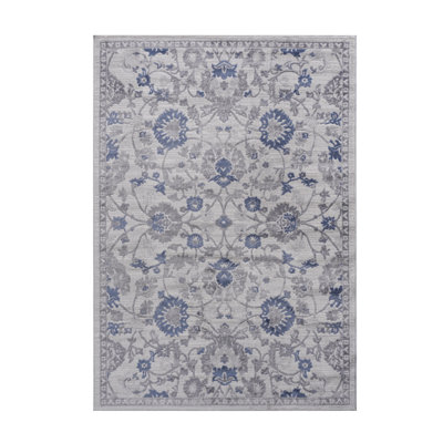 LOOM & LUXE Collection 5X7 Blue/Silver/Oriental Non-Shedding Living Room Bedroom Dining Home Office Stylish And Stain Resistant Area Rug