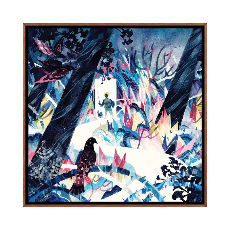 The Grotesque World In A Dreamland by Sija Hong - Painting on Canvas, 45.72 cm H x 45.72 cm W, Classic Brown Wood Framed