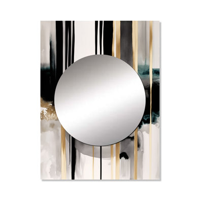 Talinum Abstract Transitional Shapes IV - Abstract Shapes Wall Mirror, Black Decorative Mirror, Printed Metal Art