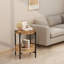 Ensemble de table de salon Boho avec tablette de rangement en rotin et structure en métal, table basse ronde et 2 tables d'appoint