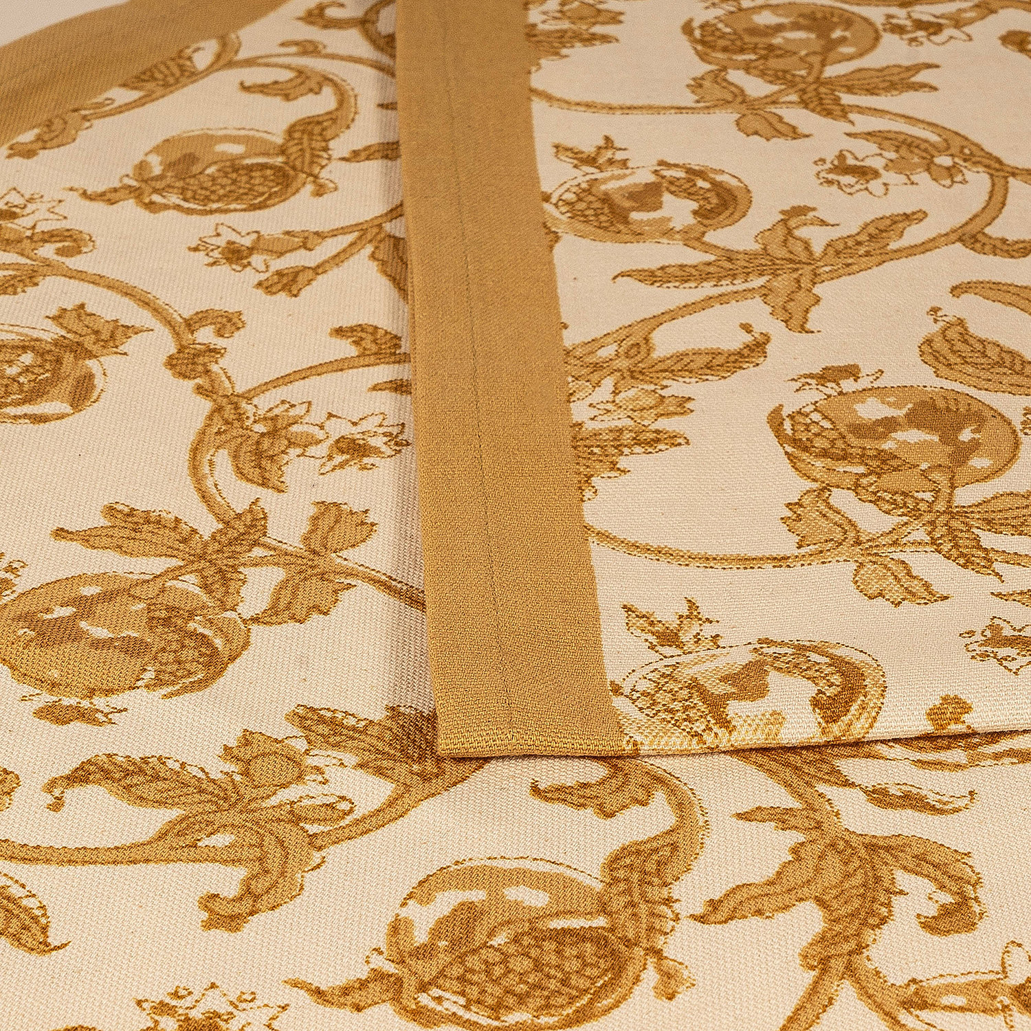 Brona Floral Table Runnner, 90" L x 16" W, Mustard/White