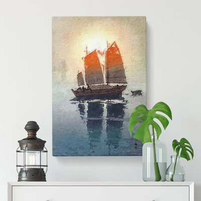 Sailing Boats Morning by Hiroshi Yoshida - Wrapped Canvas
