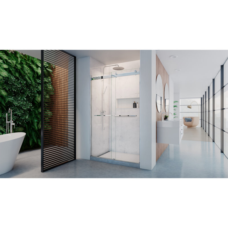 Porte de douche sans cadre DreamLine Dexterity l 44-48 po x H 76 po, Chrome