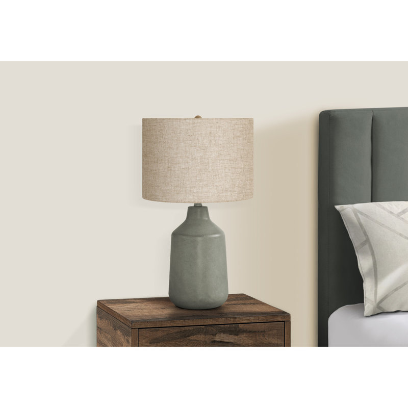 Lighting, H 24 po, lampe de table, béton, abat-jour, contemporain, Gris, Beige