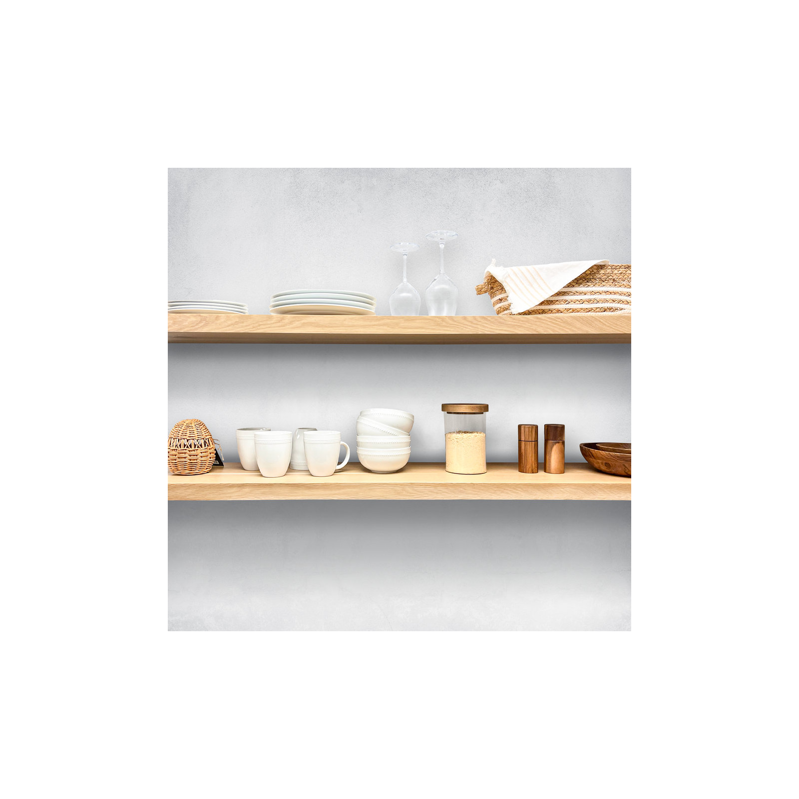 Nineveh Solid White Oak Floating Shelves, 2" H x 24" W x 6" D