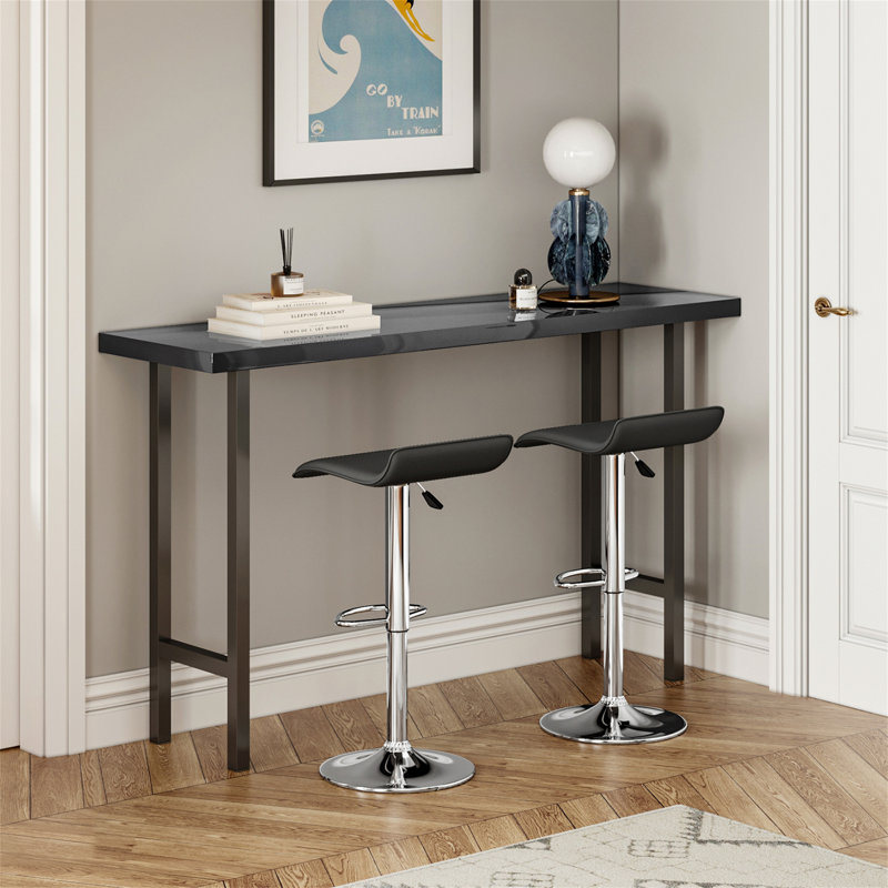 Cogburn Height Adjustable Swivel Bar Stool Set of 2, Black