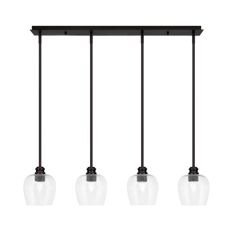 Luminaire suspendu linéaire 4 lumières avec verre de 6 po Edge, Transparent, Espresso
