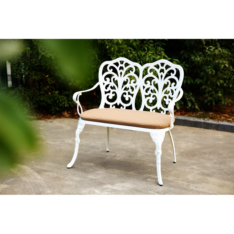 Mobilier d'extérieur en fonte d'aluminium avec banc floral, Blanc