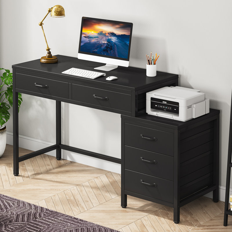 51''w Reversible Computer Desk With 5 Drawers