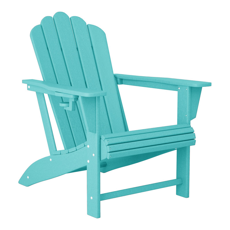 Lucus Poly HDPE Adirondack Chair with Cupholder, Teal