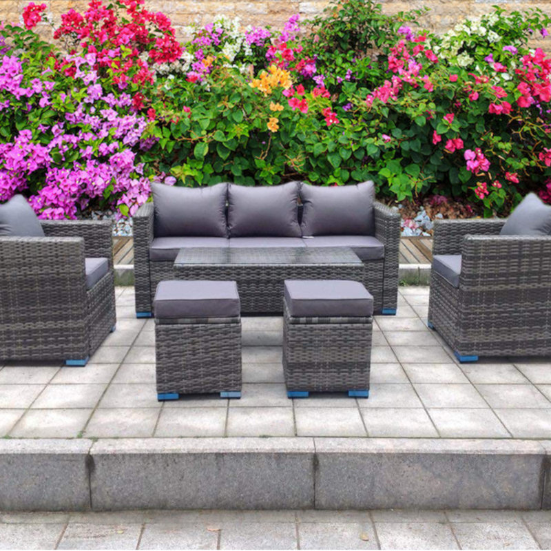 7 - Person Wicker Patio Dining Set with Rectangular Table