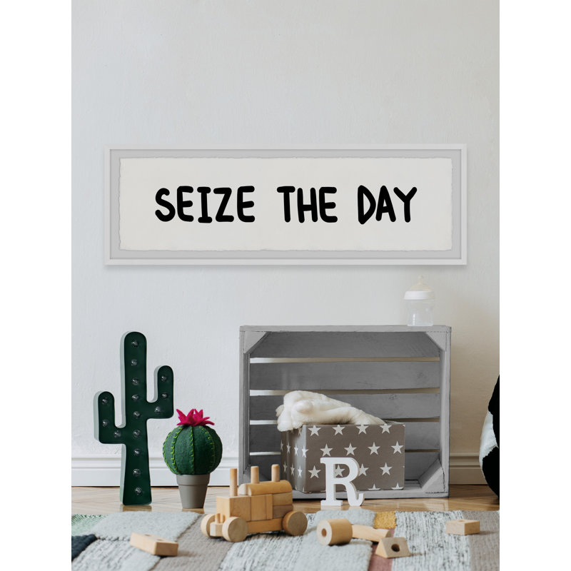 «Seize The Day Now», reproduction encadrée, H 10 po x l 30 po x 1,5 po