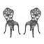 Chaises de patio en fonte d'aluminium 2, noir, sculptures complexes, protégé, coussin antidérapant, paire extérieure ergonomique de dossier et de siège, structure noire, revêtement délicat, pied