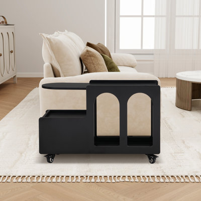 Mobile End Table With Lockable Wheels