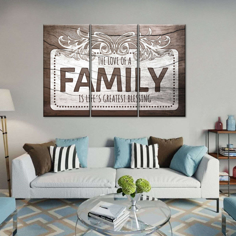 «Love Of A Family Quote II», reproduction sur toile, H 24 po x l 38 po x P 1,25 po