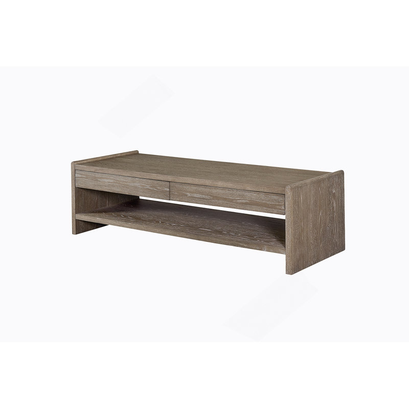 Table basse à 2 tiroirs avec plateau en bois - cacao