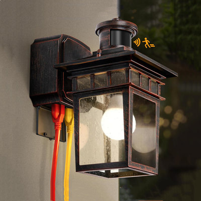 Porch Light,Dusk To Dawn Sensor, Motion Sensor, Waterproof,Antique Black And Bronze Gold