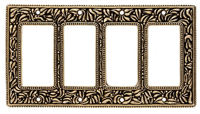 San Michele 4-Gang Rocker Wall Plate, Antique Gold
