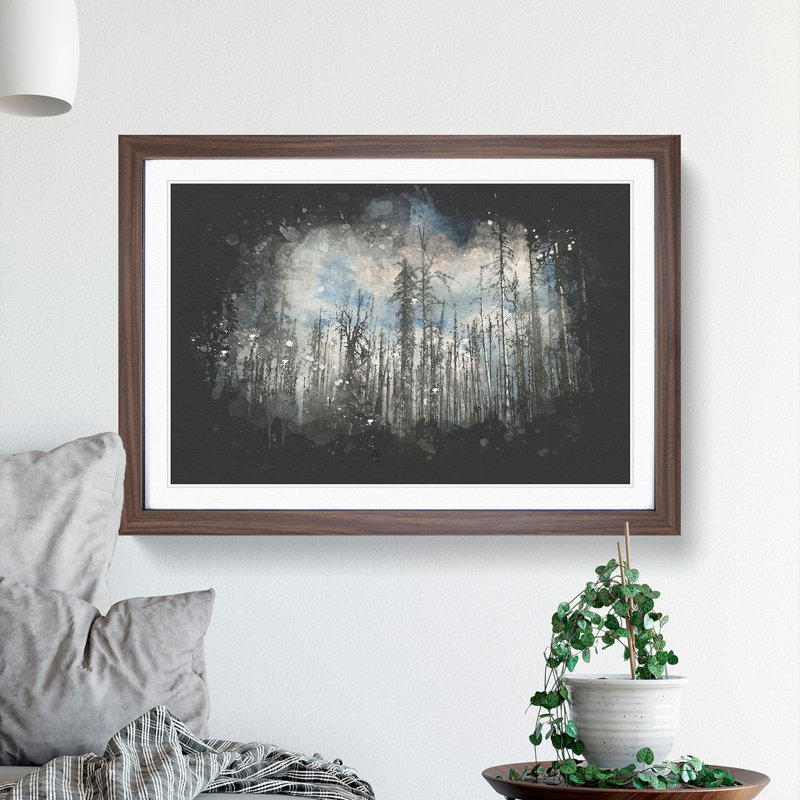 Winter Forest Vol.2 Paint Splash - Picture Frame Graphic Art, 65cm H x 90cm W x 2cm D, Walnut