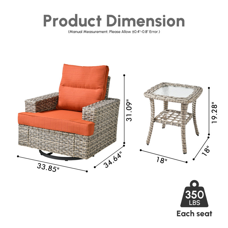 Ensemble de chaises berçantes Wahkon, Orange Red